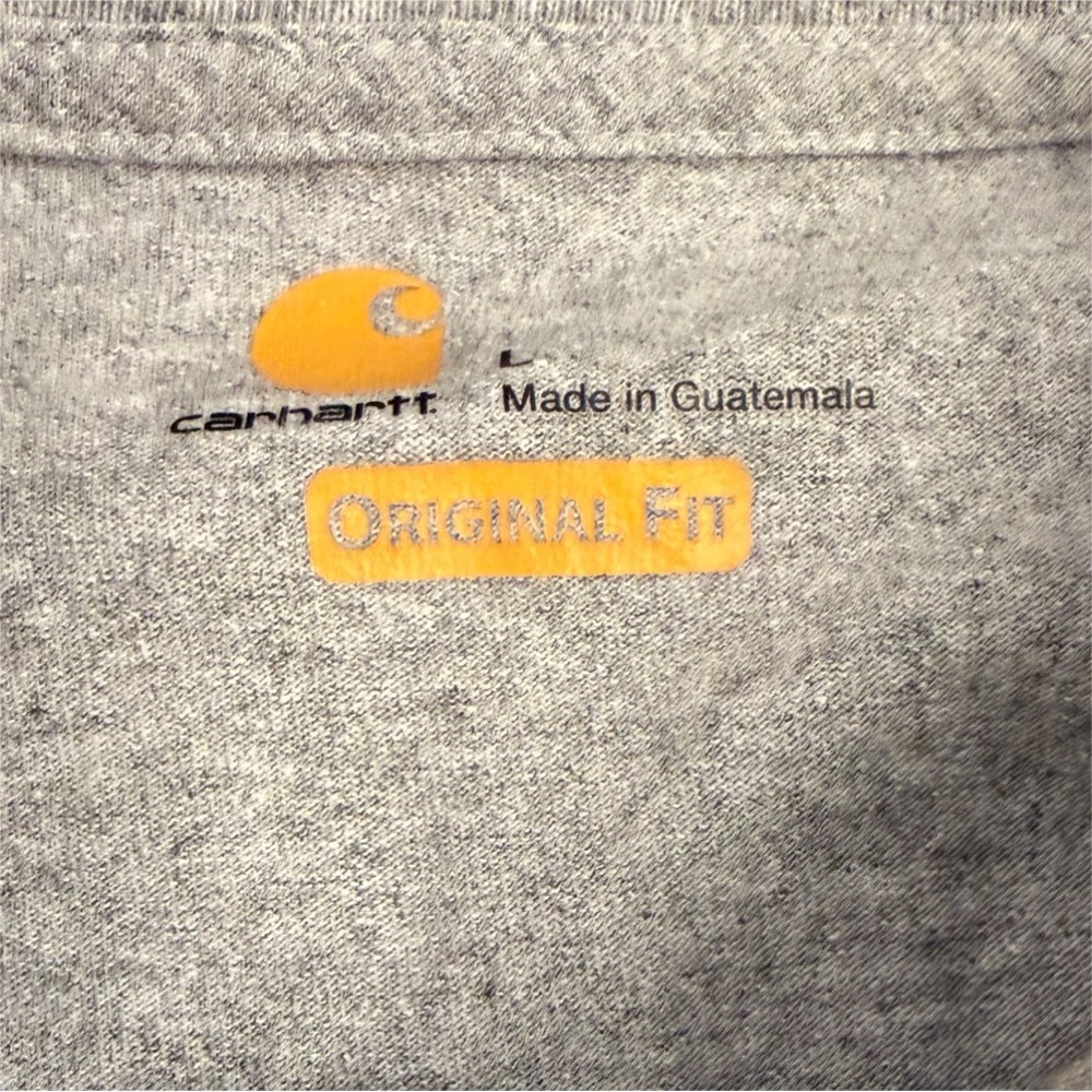Carhartt Mens K128 HGY Long Sleeve Henley Pocket T-Shirt Gray Large Original Fit - Picture 3 of 6